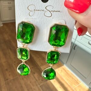 Jessica Simpson Vibrant Green Statement Earrings
